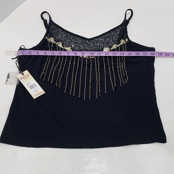 Idyllwind Black Powell Sequin Fringe Cami Top Women's Medium Adjustable Straps - Picture 9 of 16